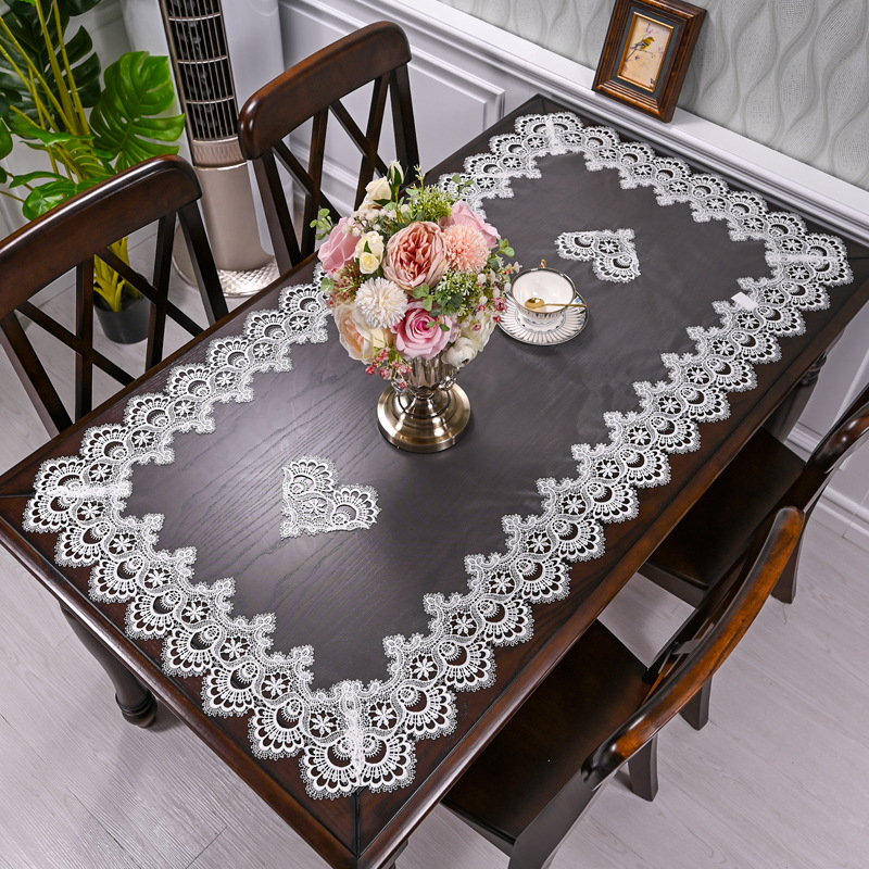Csipke dohányzóasztal terítő téglalap alakú étkezőasztal párna szövet porálló huzat szövet háló étkezőasztal dekoratív szőnyeg európai stílusú dohányzóasztal terítő