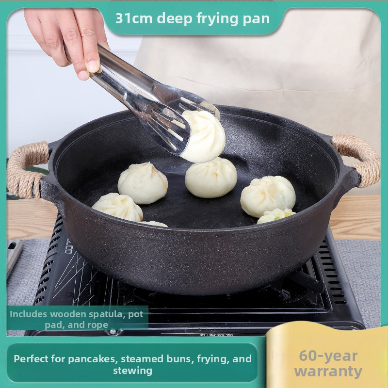 Malmist pann, majapidamises kasutatav pannkoogipann, toores praekott, pann, multifunktsionaalne praepann, toores malmist hautisepann, katmata mittenakkuva pann