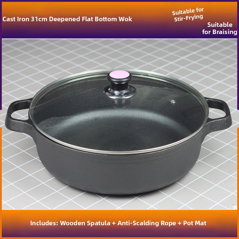 Malmist pann, majapidamises kasutatav pannkoogipann, toores praekott, pann, multifunktsionaalne praepann, toores malmist hautisepann, katmata mittenakkuva pann