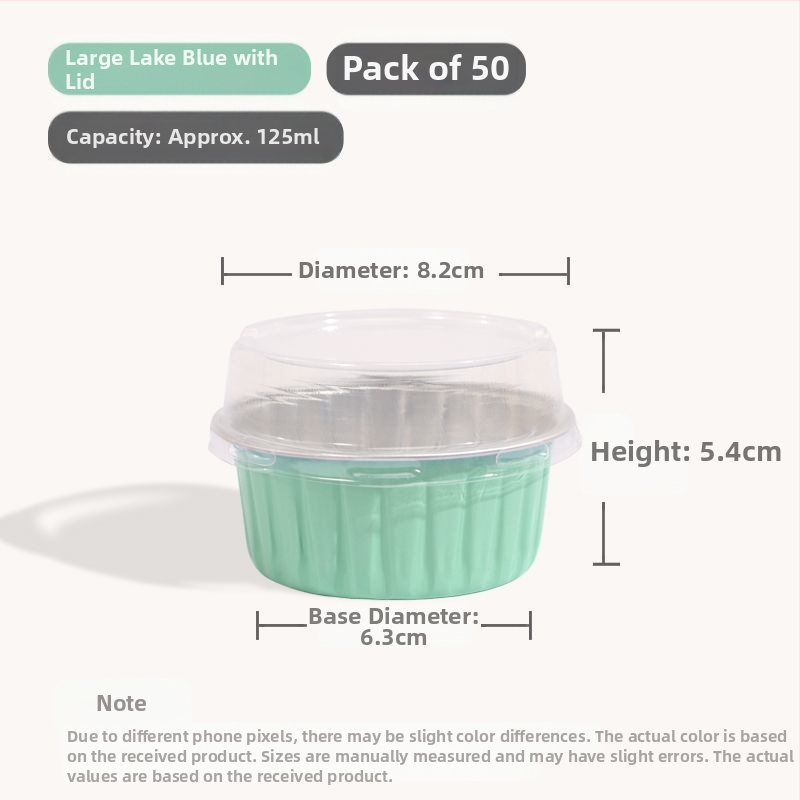 Ühekordselt kasutatav krüsanteemikoogi vorm, ümmargune plekkfooliumist tass, munakoogipuding, hobuserauakujuline koogisupi täidisekott, plekk-paberikauss