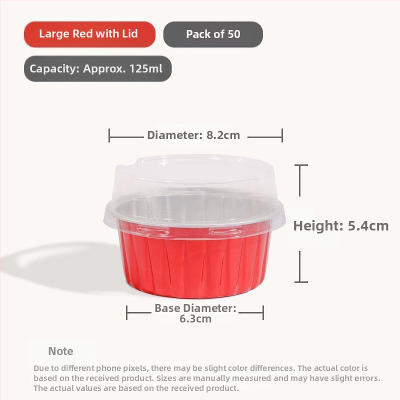 Ühekordselt kasutatav krüsanteemikoogi vorm, ümmargune plekkfooliumist tass, munakoogipuding, hobuserauakujuline koogisupi täidisekott, plekk-paberikauss