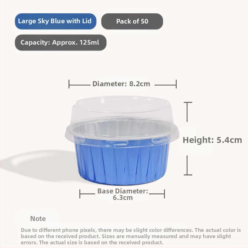 Ühekordselt kasutatav krüsanteemikoogi vorm, ümmargune plekkfooliumist tass, munakoogipuding, hobuserauakujuline koogisupi täidisekott, plekk-paberikauss