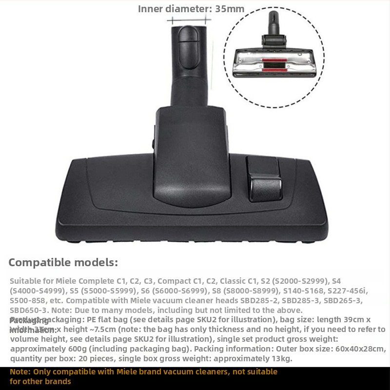 Miele porszívó tartozékokhoz Padlókefe szívófej S1/S2/S4/S5/S6/S8 szőnyegkefe fej