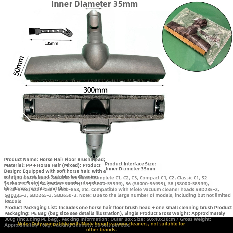 Miele porszívó tartozékokhoz Padlókefe szívófej S1/S2/S4/S5/S6/S8 szőnyegkefe fej