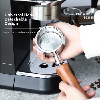 Itališko kavos aparato rankena, kavos masyvo medžio rankena, nerūdijančio plieno, trijų ausų kavos rankena, Delong, dugno neturinti rankena, 51 mm