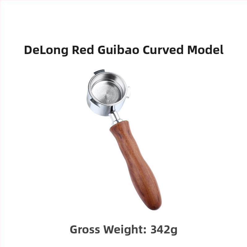 Itališko kavos aparato rankena, kavos masyvo medžio rankena, nerūdijančio plieno, trijų ausų kavos rankena, Delong, dugno neturinti rankena, 51 mm