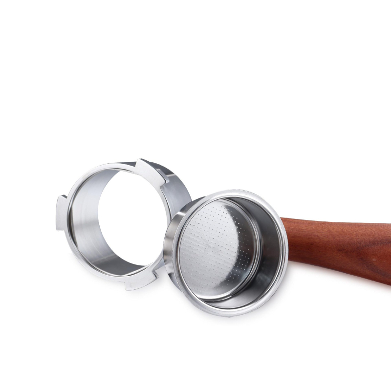 Itališko kavos aparato rankena, kavos masyvo medžio rankena, nerūdijančio plieno, trijų ausų kavos rankena, Delong, dugno neturinti rankena, 51 mm