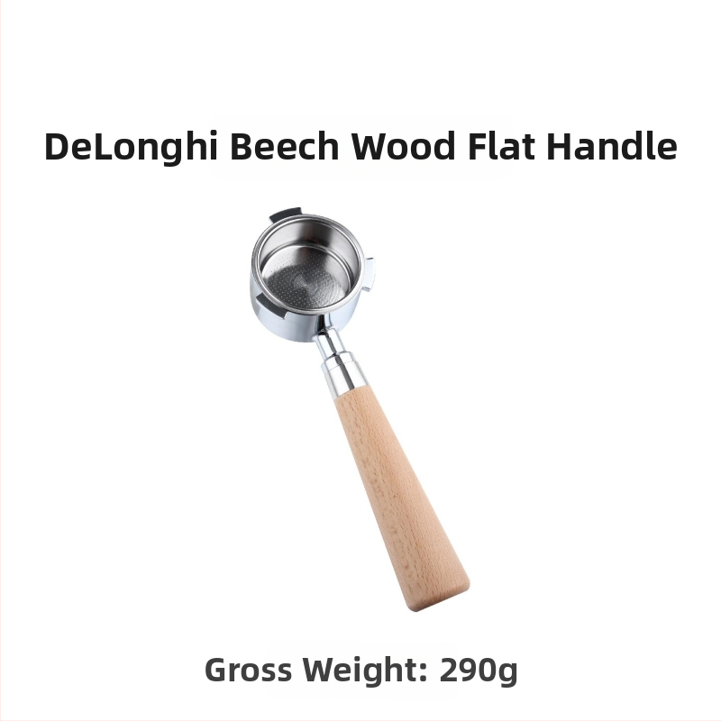 Itališko kavos aparato rankena, kavos masyvo medžio rankena, nerūdijančio plieno, trijų ausų kavos rankena, Delong, dugno neturinti rankena, 51 mm