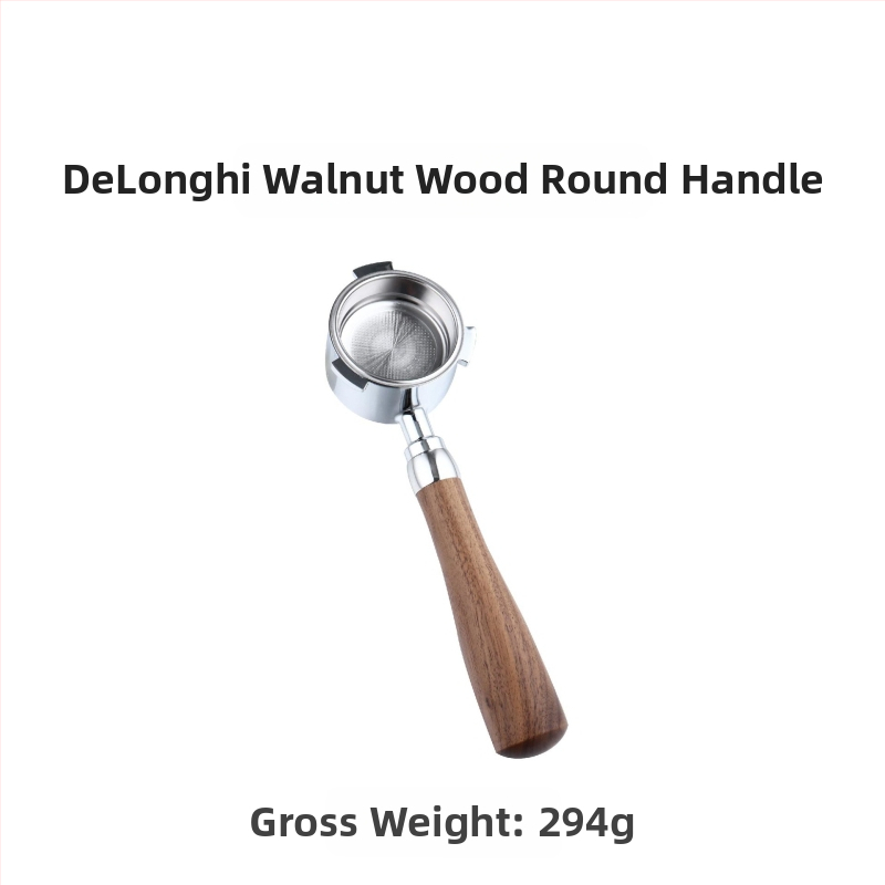 Itališko kavos aparato rankena, kavos masyvo medžio rankena, nerūdijančio plieno, trijų ausų kavos rankena, Delong, dugno neturinti rankena, 51 mm