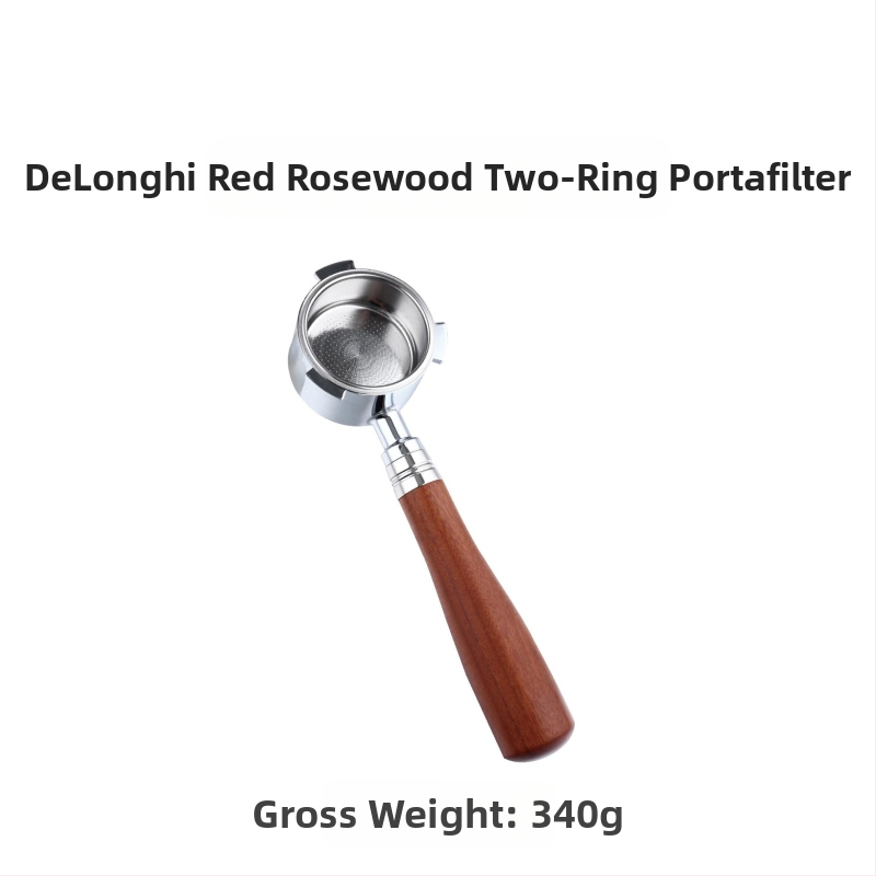 Itališko kavos aparato rankena, kavos masyvo medžio rankena, nerūdijančio plieno, trijų ausų kavos rankena, Delong, dugno neturinti rankena, 51 mm