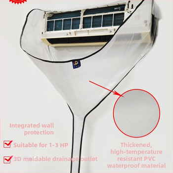Légkondicionáló tisztító fedél fali egységekhez, Professzionális légkondicionáló tisztító vízgyűjtő zsák, Beltéri egység tisztító eszközkészlet 1-3 LE-s készülékekhez, Vízgyűjtő tölcsér