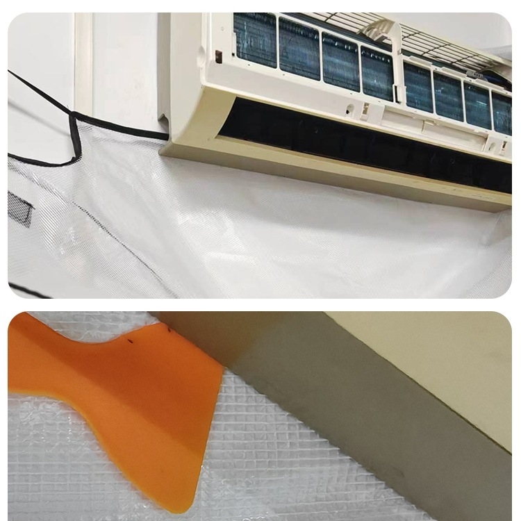 Légkondicionáló tisztító fedél fali egységekhez, Professzionális légkondicionáló tisztító vízgyűjtő zsák, Beltéri egység tisztító eszközkészlet 1-3 LE-s készülékekhez, Vízgyűjtő tölcsér