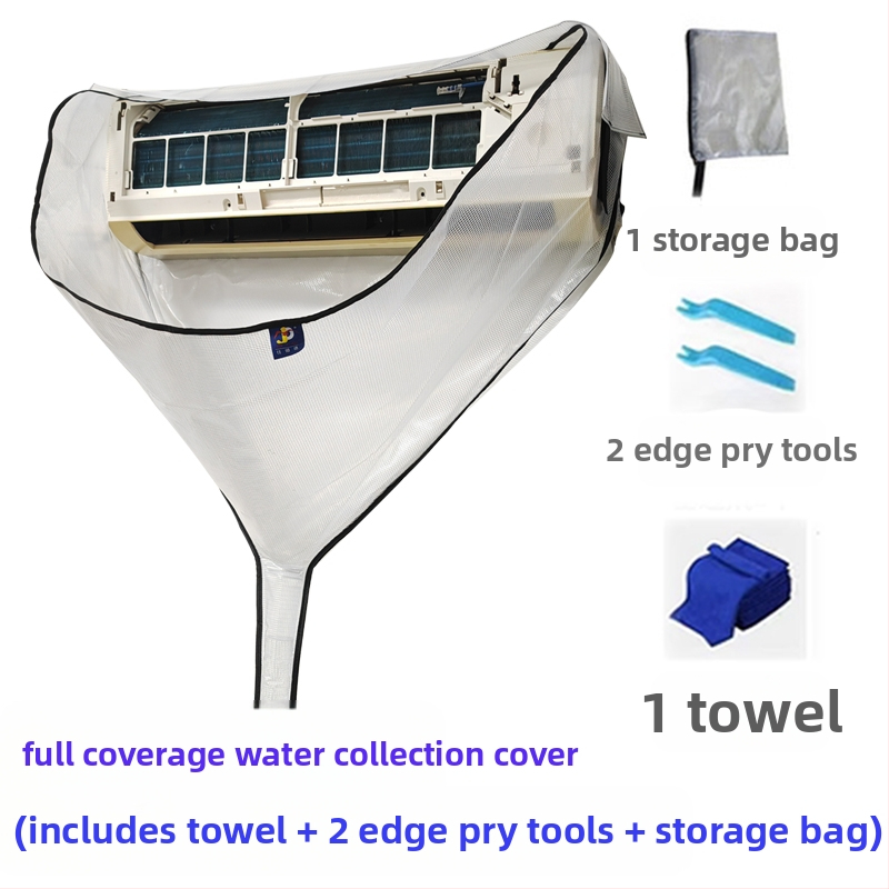 Légkondicionáló tisztító fedél fali egységekhez, Professzionális légkondicionáló tisztító vízgyűjtő zsák, Beltéri egység tisztító eszközkészlet 1-3 LE-s készülékekhez, Vízgyűjtő tölcsér