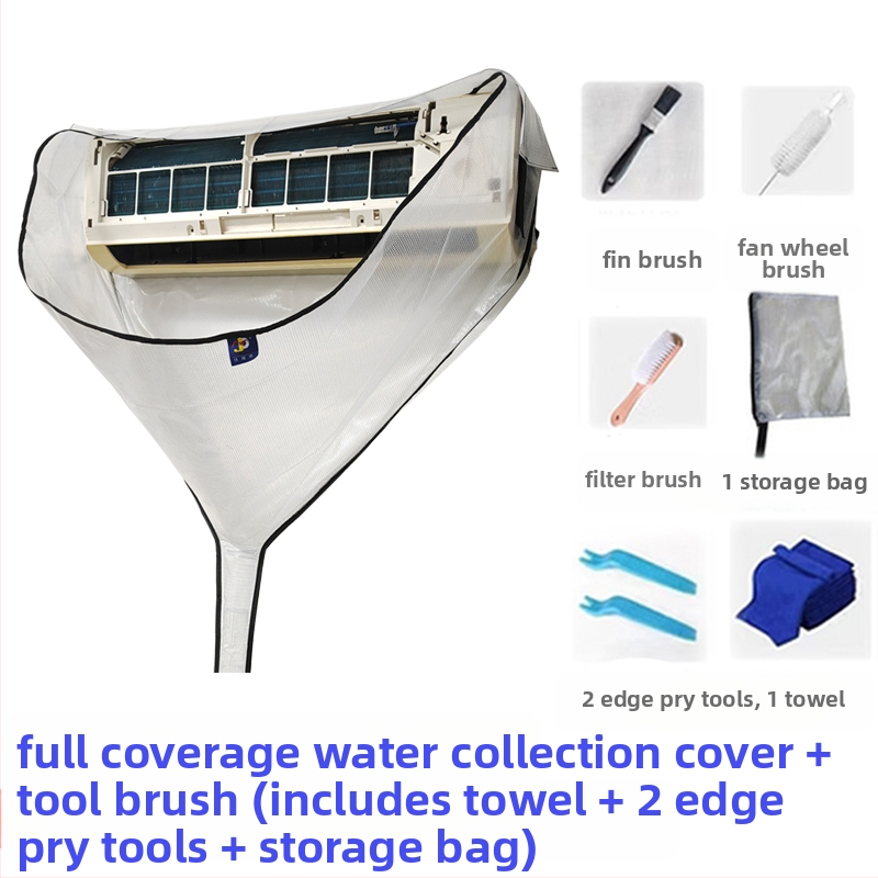 Légkondicionáló tisztító fedél fali egységekhez, Professzionális légkondicionáló tisztító vízgyűjtő zsák, Beltéri egység tisztító eszközkészlet 1-3 LE-s készülékekhez, Vízgyűjtő tölcsér