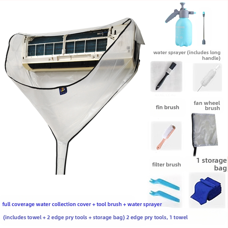 Légkondicionáló tisztító fedél fali egységekhez, Professzionális légkondicionáló tisztító vízgyűjtő zsák, Beltéri egység tisztító eszközkészlet 1-3 LE-s készülékekhez, Vízgyűjtő tölcsér