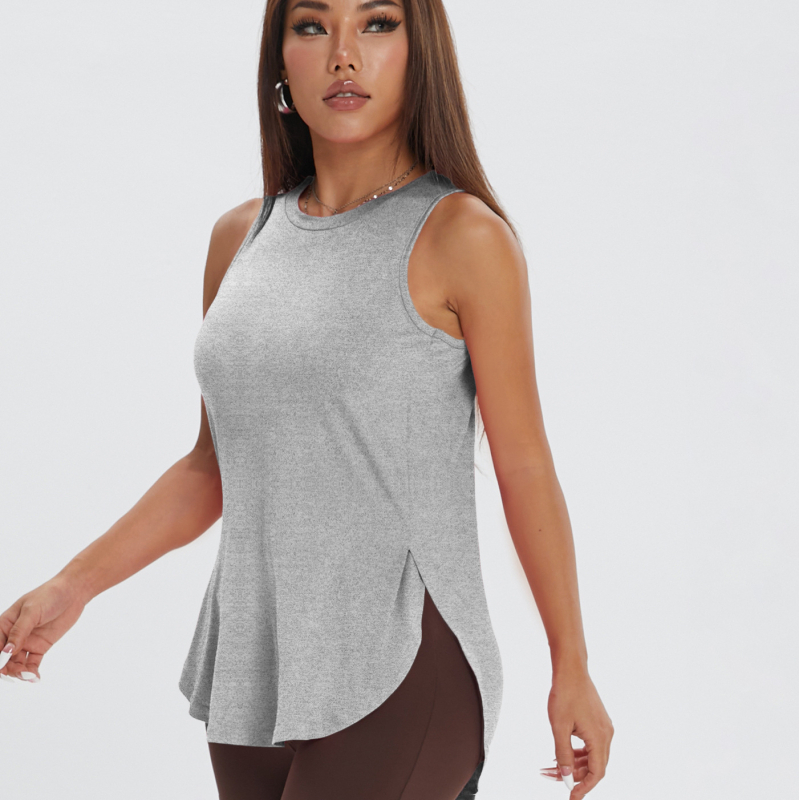 D1059 Euroopa ja Ameerika pealisrõivaste küljelõhisega varrukateta vest naiste suvisele spordile, jooksmiseks, jooga treenimiseks, spordipluus