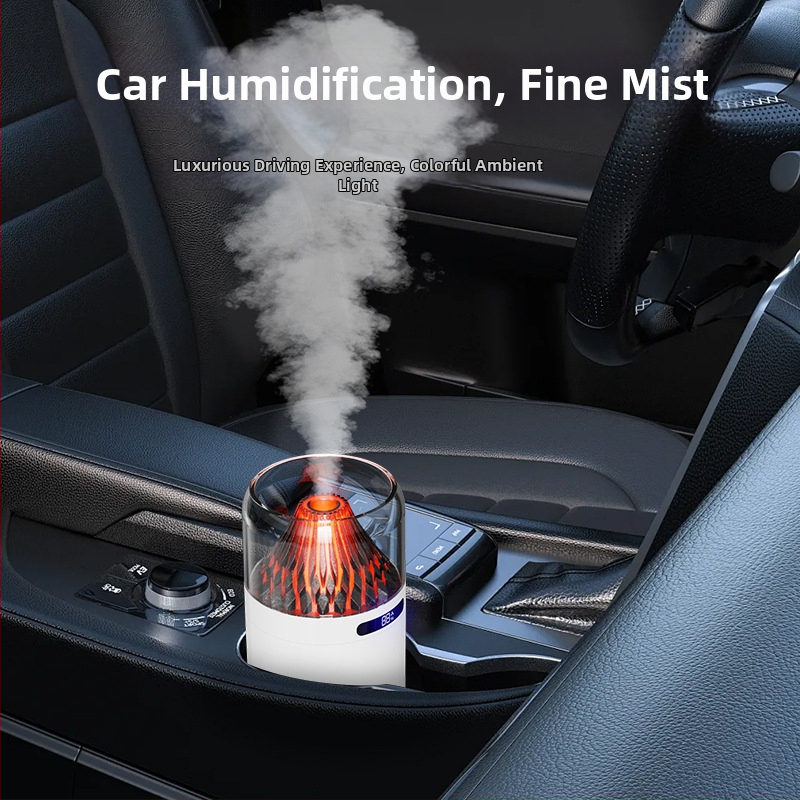 Nový simulačný sopečný zvlhčovač vzduchu, farebný aroma difuzér, USB nabíjateľný stolný automobilový kadidlo, dopĺňanie vody, atmosféra, nočné svetlo