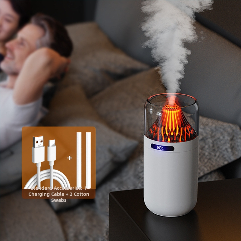 Nový simulačný sopečný zvlhčovač vzduchu, farebný aroma difuzér, USB nabíjateľný stolný automobilový kadidlo, dopĺňanie vody, atmosféra, nočné svetlo