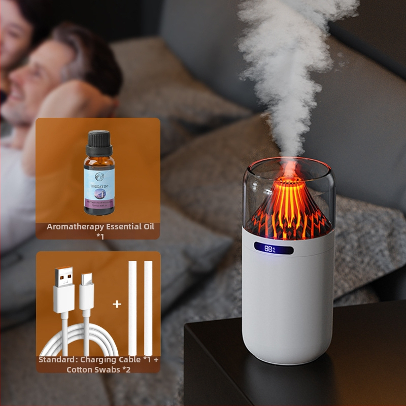 Nový simulačný sopečný zvlhčovač vzduchu, farebný aroma difuzér, USB nabíjateľný stolný automobilový kadidlo, dopĺňanie vody, atmosféra, nočné svetlo