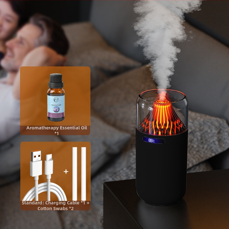 Nový simulačný sopečný zvlhčovač vzduchu, farebný aroma difuzér, USB nabíjateľný stolný automobilový kadidlo, dopĺňanie vody, atmosféra, nočné svetlo