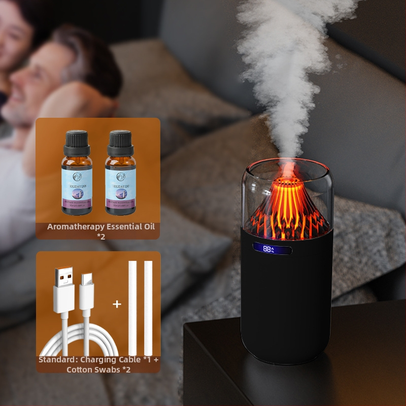 Nový simulačný sopečný zvlhčovač vzduchu, farebný aroma difuzér, USB nabíjateľný stolný automobilový kadidlo, dopĺňanie vody, atmosféra, nočné svetlo