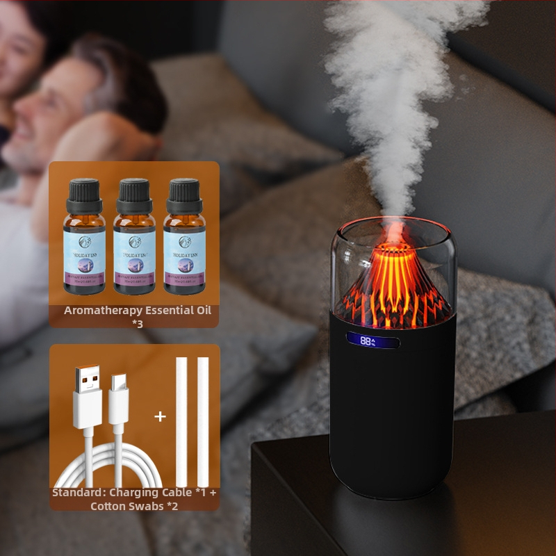 Nový simulačný sopečný zvlhčovač vzduchu, farebný aroma difuzér, USB nabíjateľný stolný automobilový kadidlo, dopĺňanie vody, atmosféra, nočné svetlo