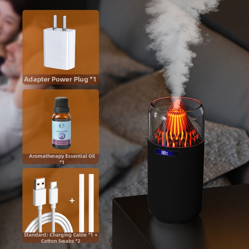 Nový simulačný sopečný zvlhčovač vzduchu, farebný aroma difuzér, USB nabíjateľný stolný automobilový kadidlo, dopĺňanie vody, atmosféra, nočné svetlo