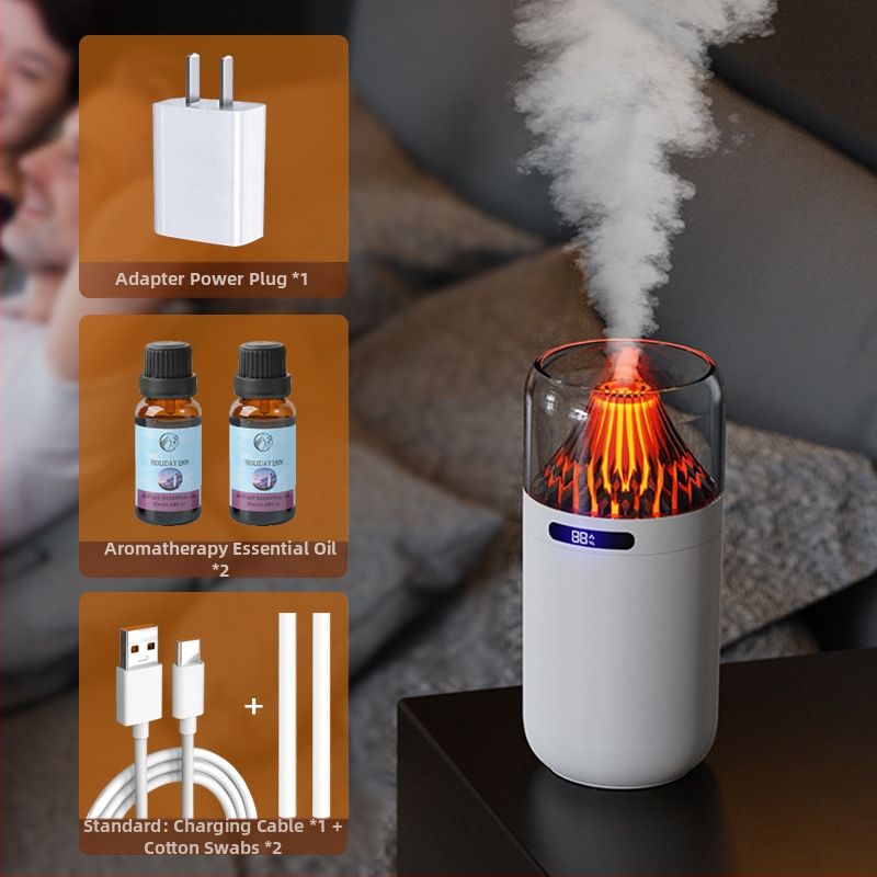 Nový simulačný sopečný zvlhčovač vzduchu, farebný aroma difuzér, USB nabíjateľný stolný automobilový kadidlo, dopĺňanie vody, atmosféra, nočné svetlo