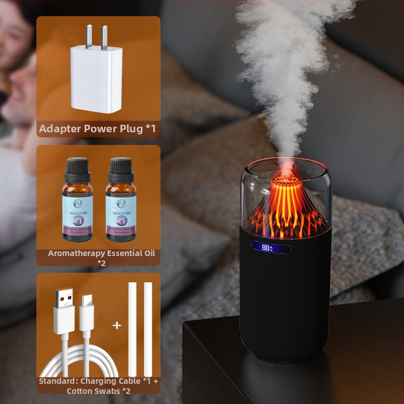 Nový simulačný sopečný zvlhčovač vzduchu, farebný aroma difuzér, USB nabíjateľný stolný automobilový kadidlo, dopĺňanie vody, atmosféra, nočné svetlo