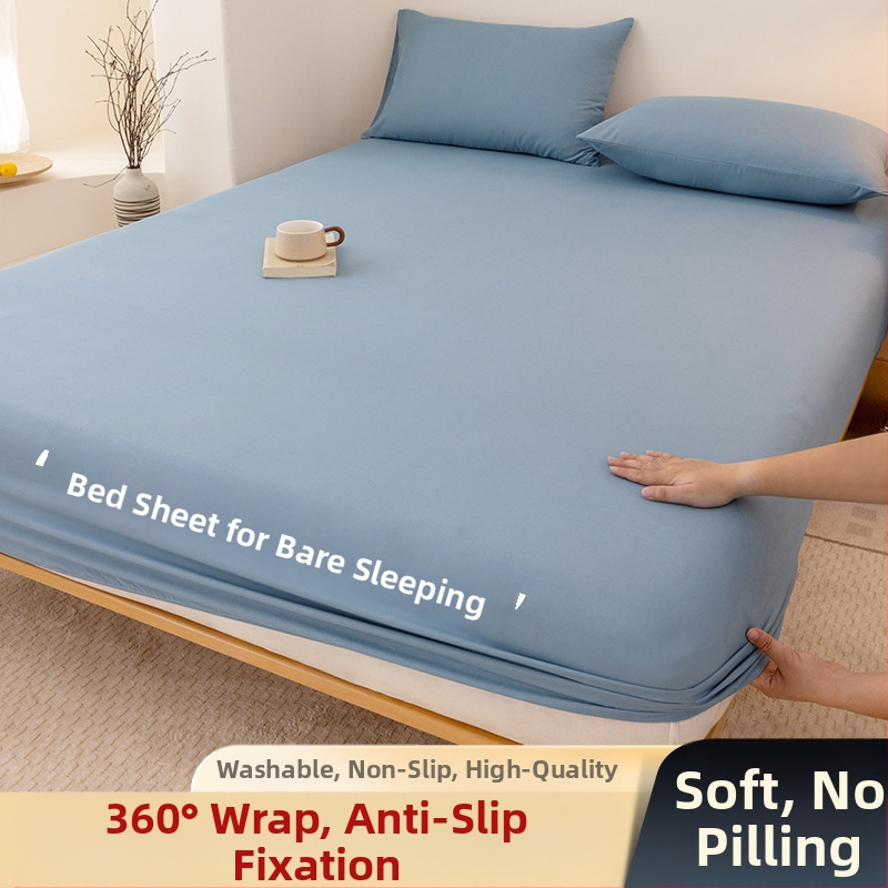 A klasės skalbtos medvilnės šlifavimo vientisos spalvos lovos užtiesalas, buitinis „viskas viename“ lovos užtiesalo, pagalvės užvalkalo, čiužinio užvalkalo, dulkių užvalkalo, trijų dalių komplektas