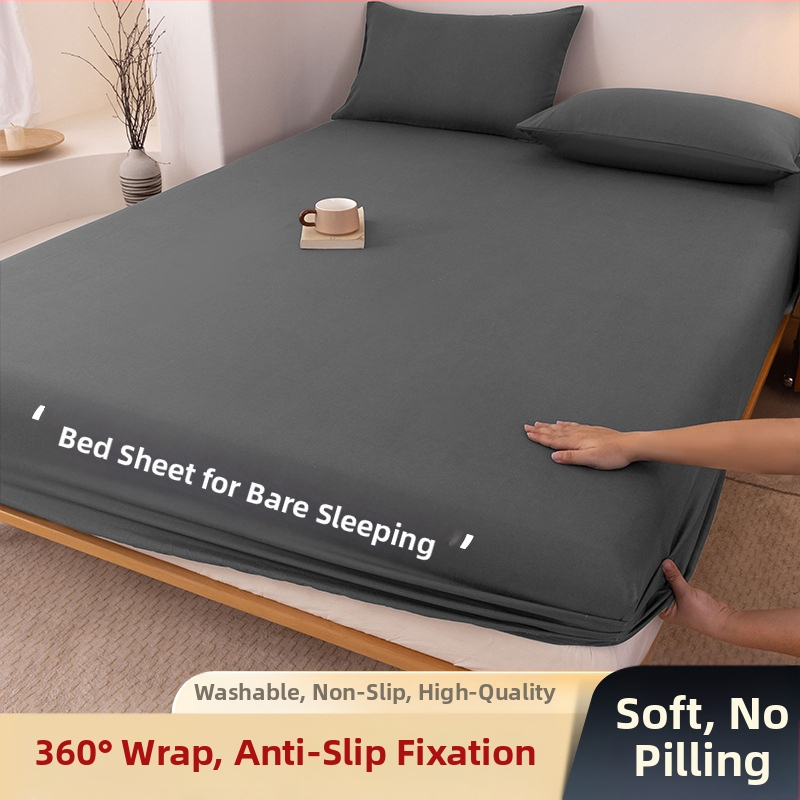 A klasės skalbtos medvilnės šlifavimo vientisos spalvos lovos užtiesalas, buitinis „viskas viename“ lovos užtiesalo, pagalvės užvalkalo, čiužinio užvalkalo, dulkių užvalkalo, trijų dalių komplektas