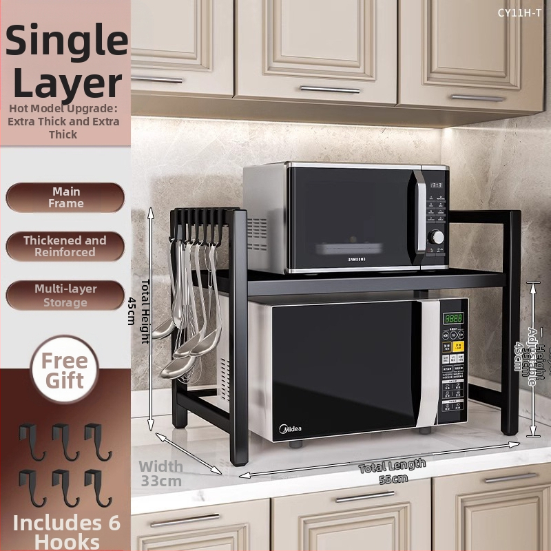 Köögi mikrolaineahju riiul hoiuriiul mitmekihiline multifunktsionaalne ahju lauapealne hoiuriiul majapidamise kahekihiline teleskoopriiul