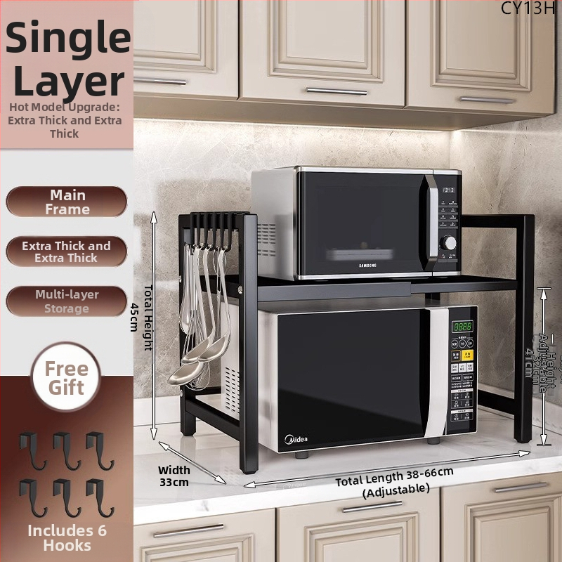 Köögi mikrolaineahju riiul hoiuriiul mitmekihiline multifunktsionaalne ahju lauapealne hoiuriiul majapidamise kahekihiline teleskoopriiul