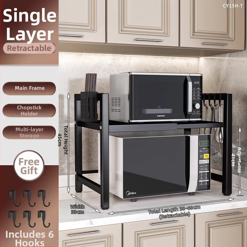 Köögi mikrolaineahju riiul hoiuriiul mitmekihiline multifunktsionaalne ahju lauapealne hoiuriiul majapidamise kahekihiline teleskoopriiul