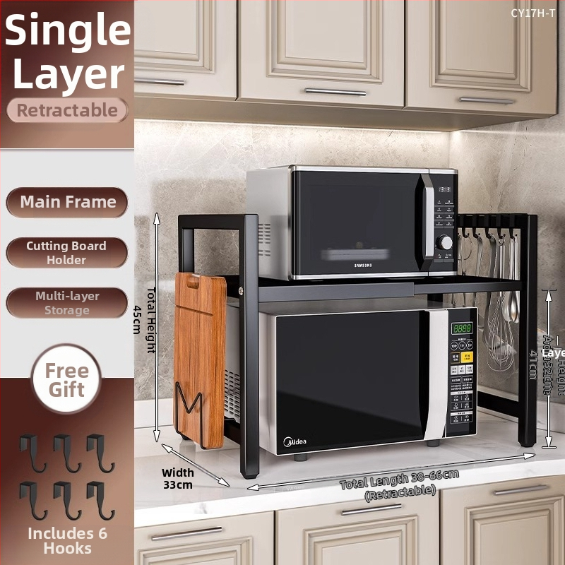 Köögi mikrolaineahju riiul hoiuriiul mitmekihiline multifunktsionaalne ahju lauapealne hoiuriiul majapidamise kahekihiline teleskoopriiul