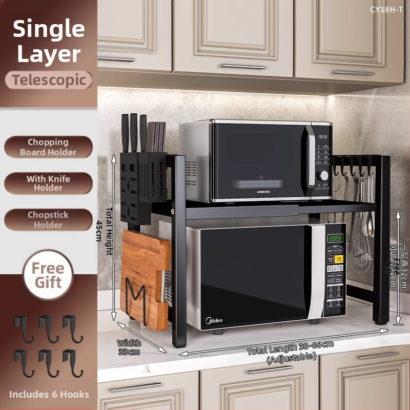 Köögi mikrolaineahju riiul hoiuriiul mitmekihiline multifunktsionaalne ahju lauapealne hoiuriiul majapidamise kahekihiline teleskoopriiul