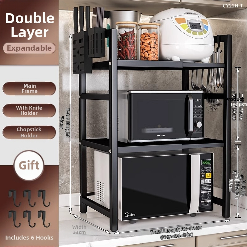 Köögi mikrolaineahju riiul hoiuriiul mitmekihiline multifunktsionaalne ahju lauapealne hoiuriiul majapidamise kahekihiline teleskoopriiul