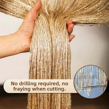 Sidabrinių siūlų užuolaidų durų užuolaidų namų kambario lipni pertvara vestuvių dekoracija pusės užuolaidos pakabinamos užuolaidų siūlų pakabukas