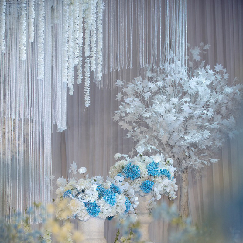 Sidabrinių siūlų užuolaidų durų užuolaidų namų kambario lipni pertvara vestuvių dekoracija pusės užuolaidos pakabinamos užuolaidų siūlų pakabukas