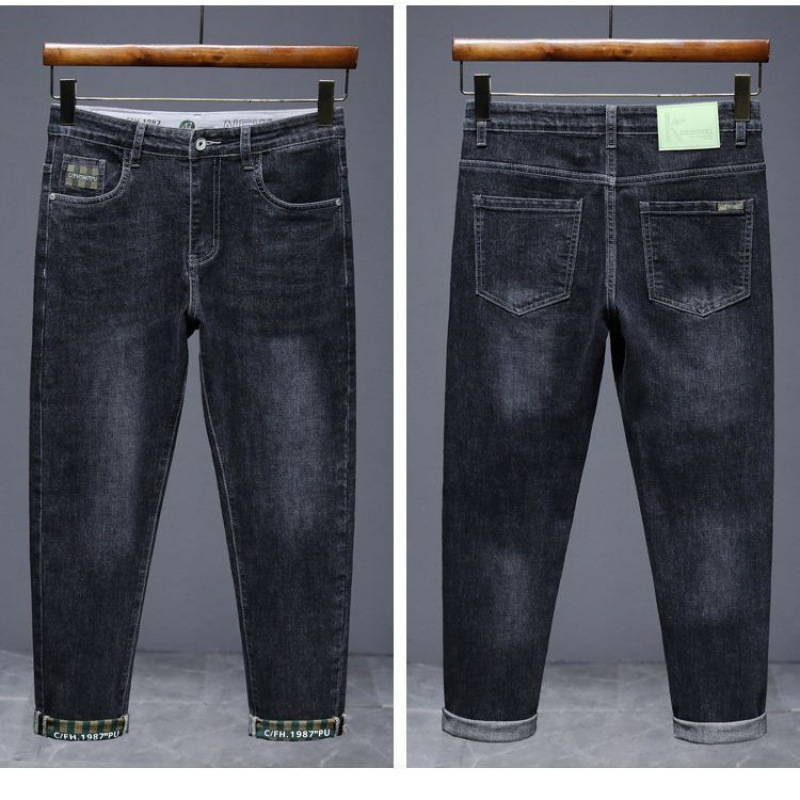 Tavaszi és őszi új koreai stílusú farmernadrág férfiaknak, divatos márkájú retró, karcsúsított, csípős, rugalmas, alkalmi, hosszú nadrág férfiaknak