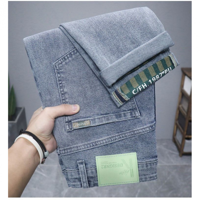 Tavaszi és őszi új koreai stílusú farmernadrág férfiaknak, divatos márkájú retró, karcsúsított, csípős, rugalmas, alkalmi, hosszú nadrág férfiaknak