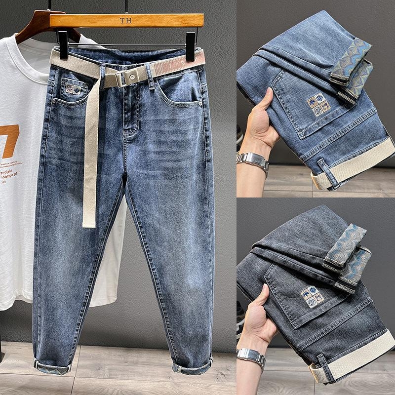 Tavaszi és őszi új koreai stílusú farmernadrág férfiaknak, divatos márkájú retró, karcsúsított, csípős, rugalmas, alkalmi, hosszú nadrág férfiaknak