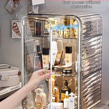 Κουτί αποθήκευσης καλλυντικών ελαφρύ πολυτελές κουτί ανθεκτικό στη σκόνη ντύσιμο τραπέζι άρωμα περιποίησης δέρματος σε σκόνη μάσκα κέικ μεγάλης χωρητικότητας ράφι αποθήκευσης