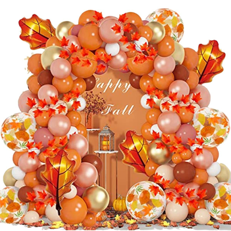 Tarpvalstybinis naujas Padėkos dienos retro oranžinės kavos metalinis balionų grandinėlės kostiumas dekoravimui atostogų scenos išdėstymas