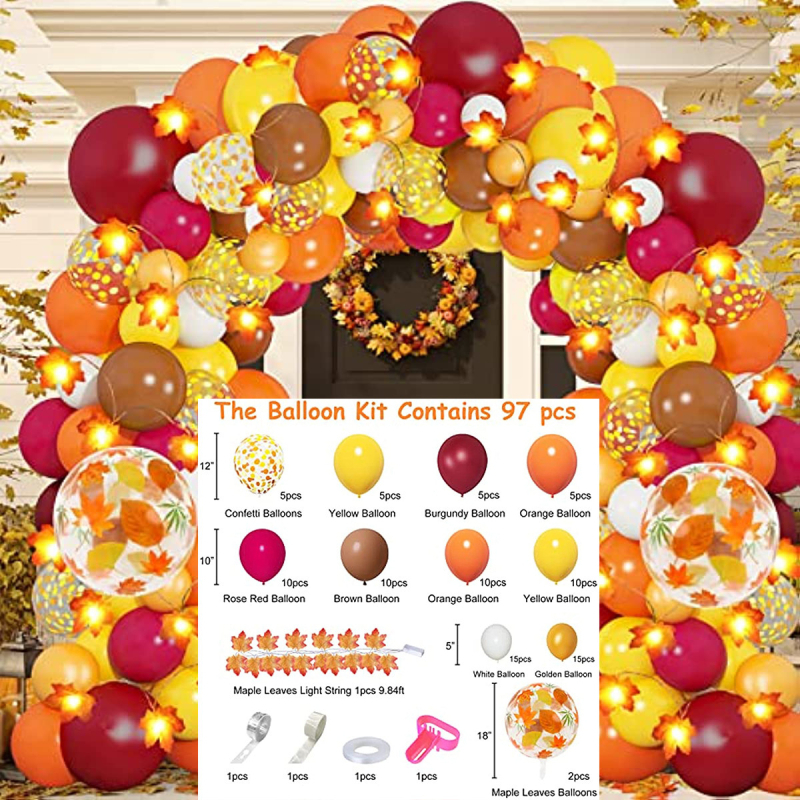 Tarpvalstybinis naujas Padėkos dienos retro oranžinės kavos metalinis balionų grandinėlės kostiumas dekoravimui atostogų scenos išdėstymas