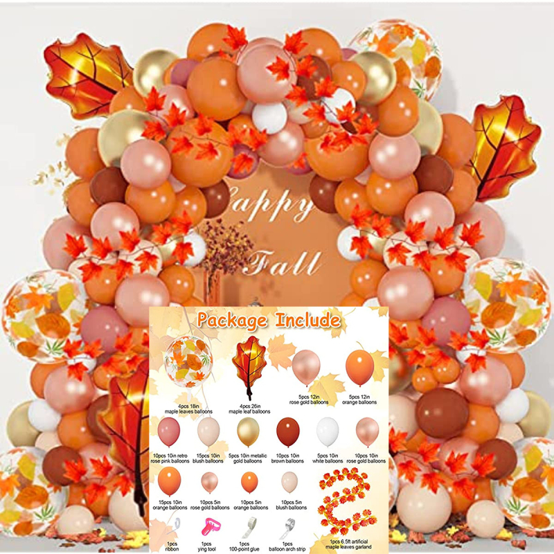 Tarpvalstybinis naujas Padėkos dienos retro oranžinės kavos metalinis balionų grandinėlės kostiumas dekoravimui atostogų scenos išdėstymas