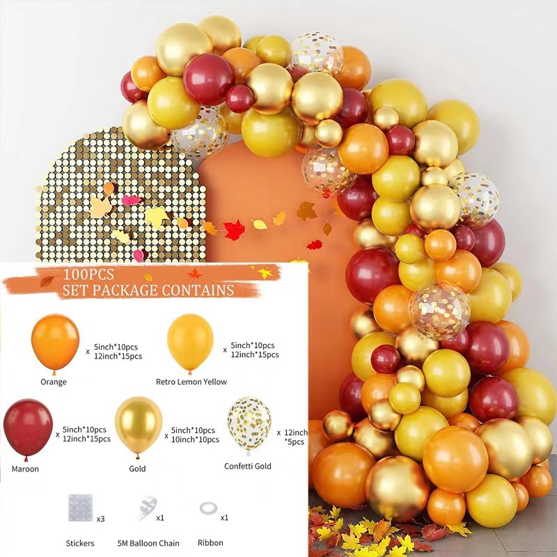 Tarpvalstybinis naujas Padėkos dienos retro oranžinės kavos metalinis balionų grandinėlės kostiumas dekoravimui atostogų scenos išdėstymas