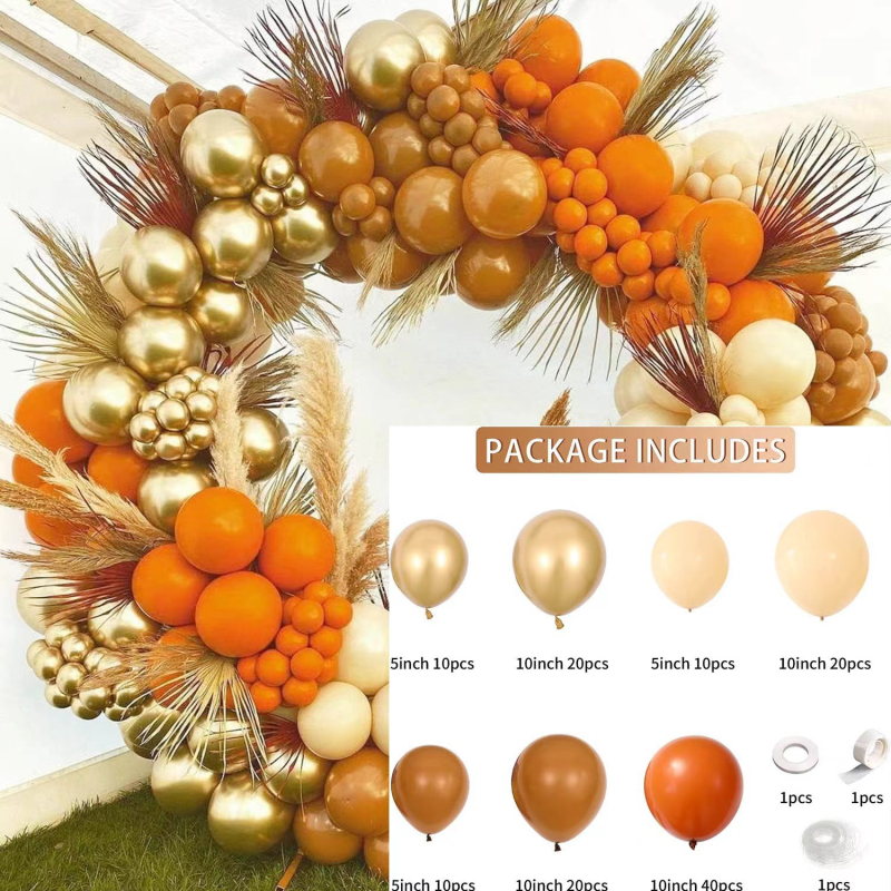 Tarpvalstybinis naujas Padėkos dienos retro oranžinės kavos metalinis balionų grandinėlės kostiumas dekoravimui atostogų scenos išdėstymas