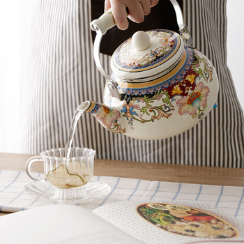 1,5 l–5 l emalio emalio virdulys, pieno puodas, emalio arbatinukas, plokščiadugnis virdulys, virdulys, vėsus virdulys, indukcinė viryklė