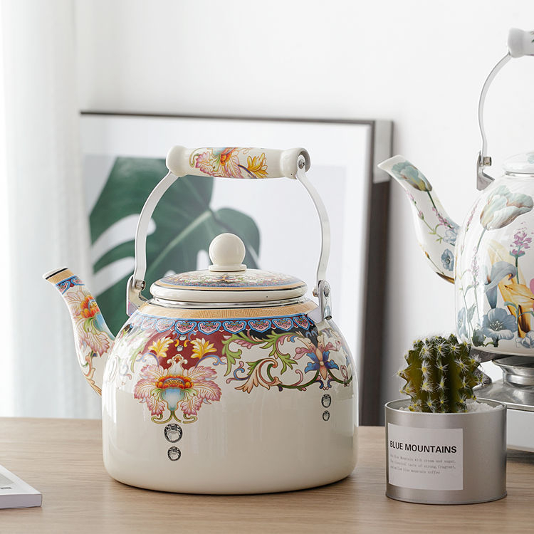 1,5 l–5 l emalio emalio virdulys, pieno puodas, emalio arbatinukas, plokščiadugnis virdulys, virdulys, vėsus virdulys, indukcinė viryklė